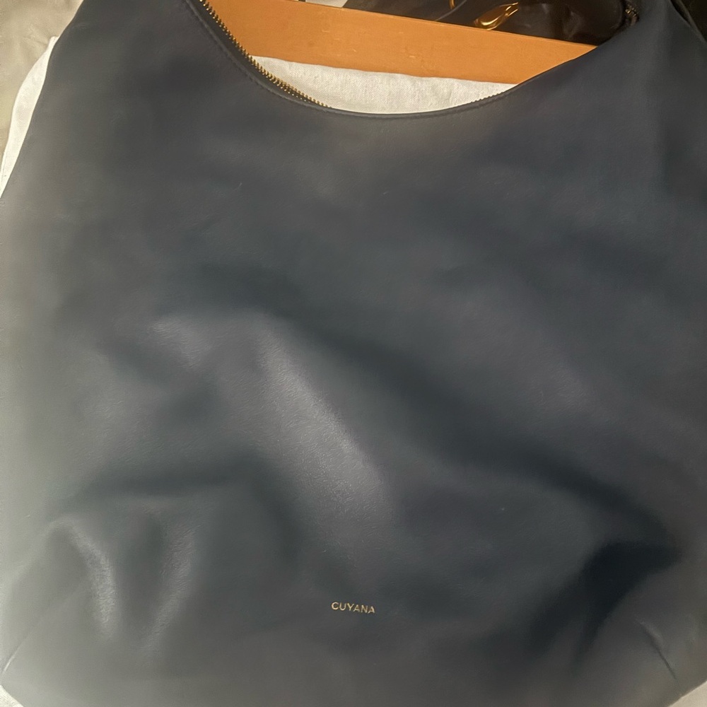 Cuyana Midnight Blue leather celestial bag large
